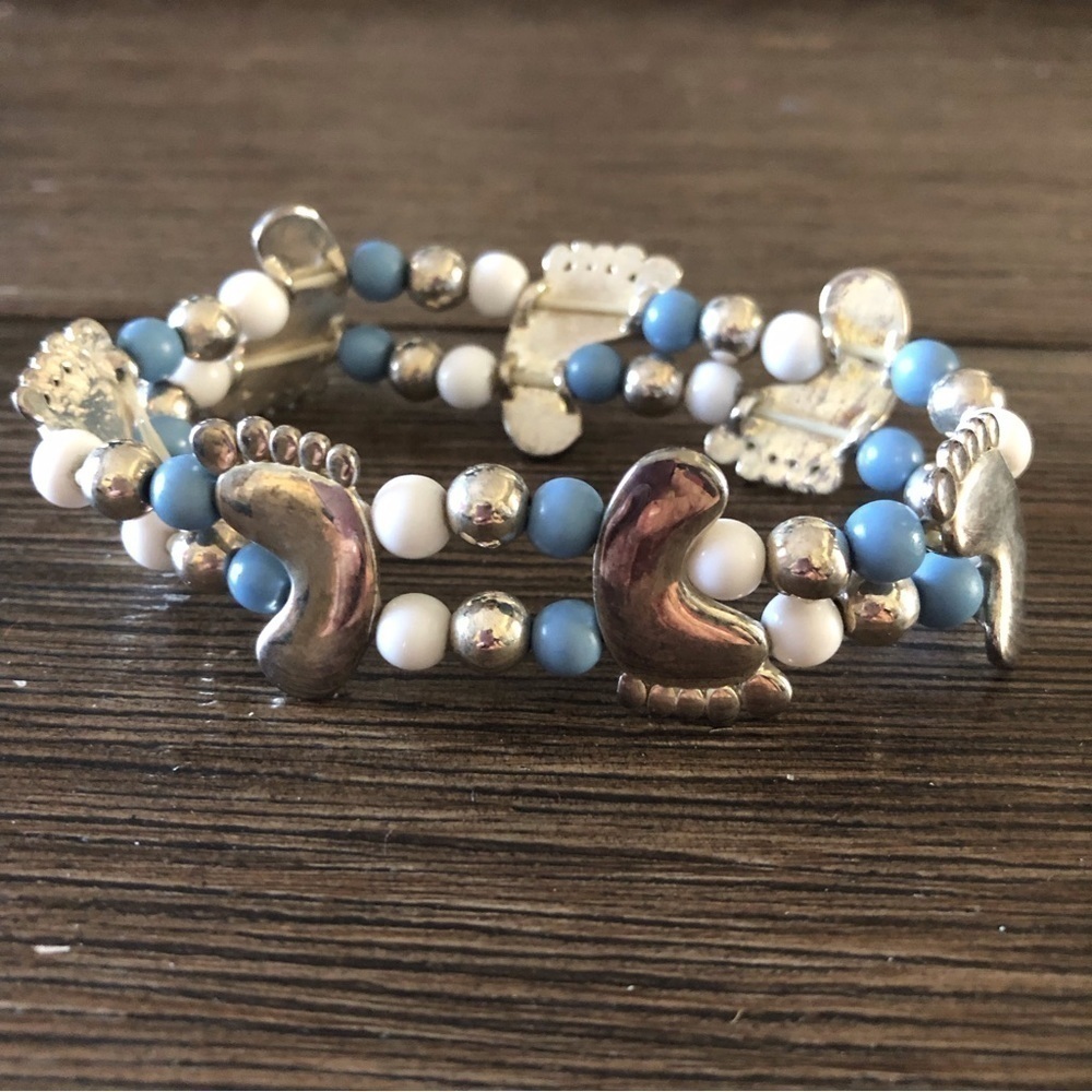 Blue baby foot boy stretch bracelet